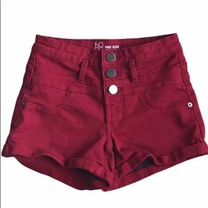 Mid rise burgundy shorts